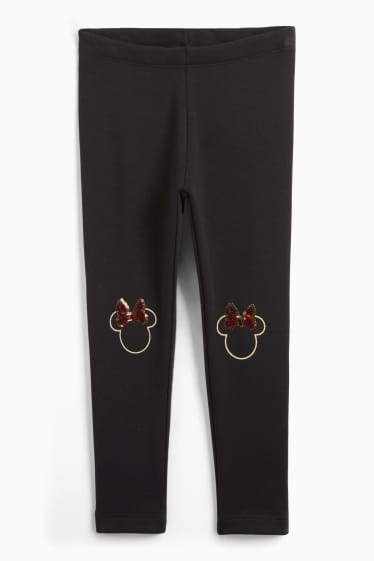 Děti - dívky - Minnie Mouse - termo legíny - černá