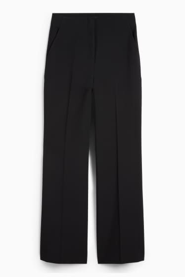 Women - Business trousers - high waist - wide leg - black