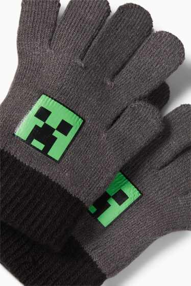 Kinder Buben - Minecraft - Handschuhe - dunkelgrau