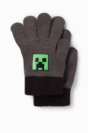 Kinder Buben - Minecraft - Handschuhe - dunkelgrau
