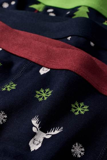 Kinderen: jongens - Set van 3 - kerstboxershort - donkerblauw
