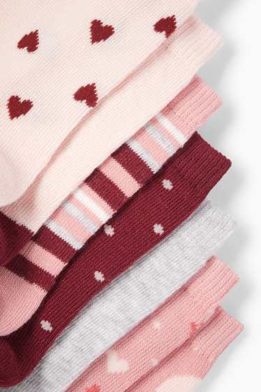 Kinder Mädchen - Multipack 7er - Herz und Blume - Socken mit Motiv - rosa