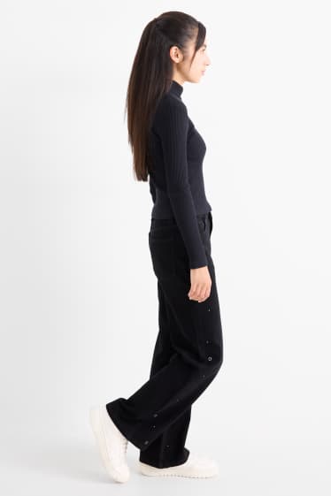 Kinderen: meisjes - Wide leg jeans - jeansdonkergrijs