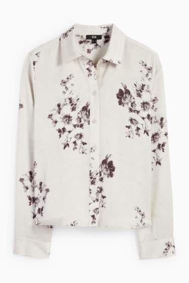Women - Blouse - floral - light beige