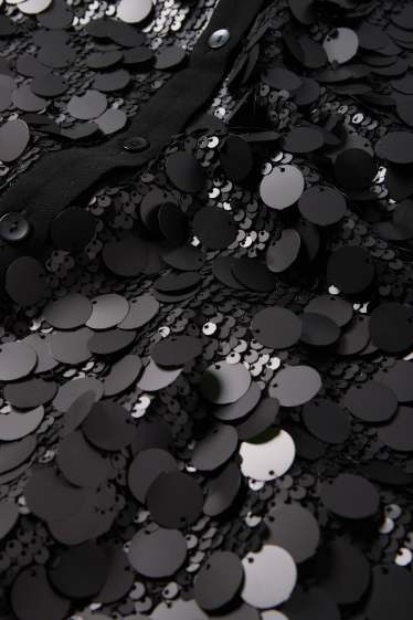 Women - Chiffon sequin blouse - black