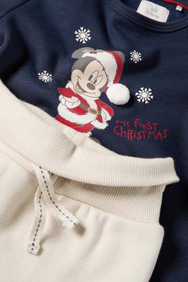 Baby Jungen - Micky Maus - Weihnachts-Baby-Outfit - plüschgefüttert - dunkelblau