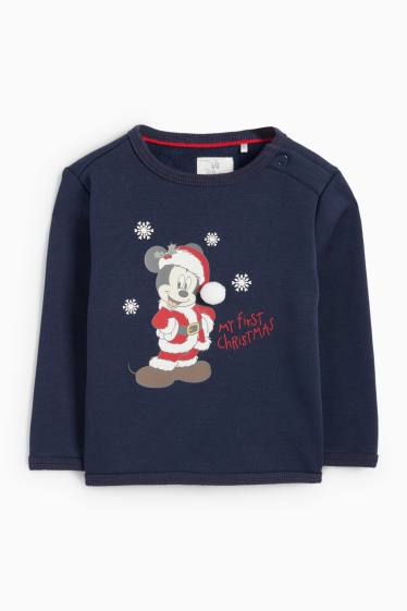 Baby Jungen - Micky Maus - Weihnachts-Baby-Outfit - plüschgefüttert - dunkelblau
