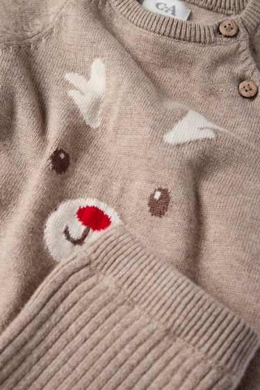 Baby Jungen - Rentier - Weihnachts-Baby-Outfit - 2 teilig - hellbraun
