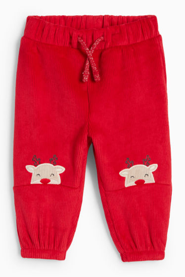 Bébés garçons - Renne - Pantalon de jogging chaud de Noël - finition côtelée - rouge