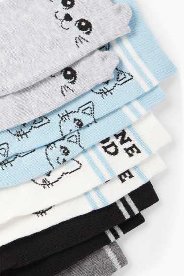 Kinder Mädchen - Multipack 5er - Katze - Socken mit Motiv - schwarz