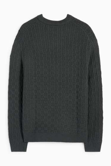 Men - Jumper - textured - dark green