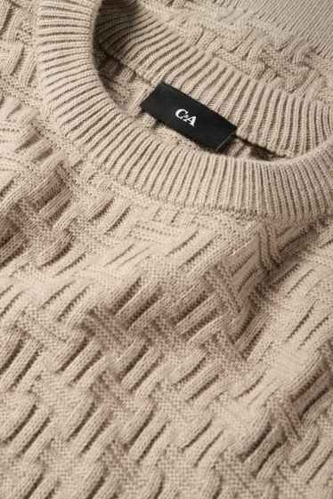 Men - Jumper - textured - light beige