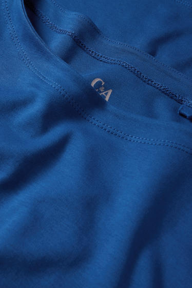 Women - Basic long sleeve top - regular fit - blue