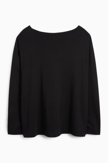 Women - Basic long sleeve top - regular fit - black