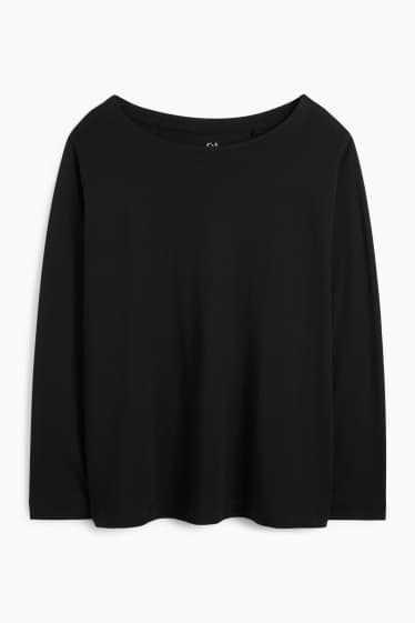 Women - Basic long sleeve top - regular fit - black