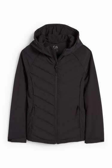 Femmes - Veste de sport chaude à capuche - finition déperlante - noir