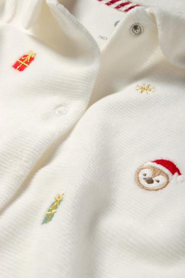 Unisex - Weihnachts-Baby-Schlafanzug - gerippt - weiss