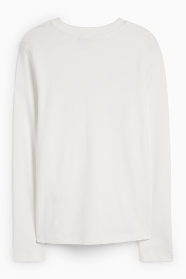 Femei - Tricou cu mânecă lungă - regular fit - aspect lucios - alb