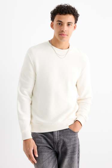 Herren - Sweatshirt - strukturiert - weiss