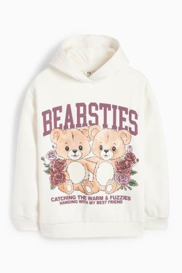Kinder Mädchen - Teddybär - Hoodie - cremeweiss