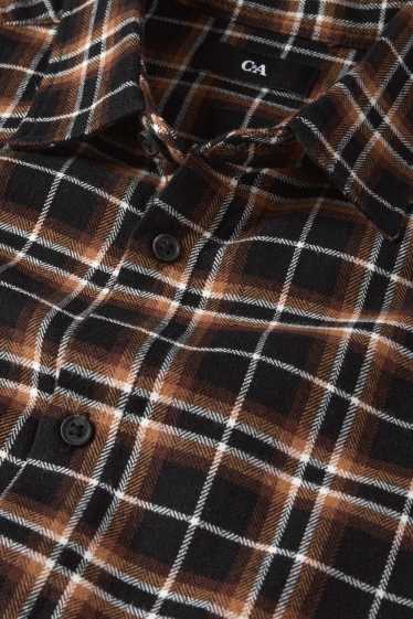 Men - Shirt - regular fit - kent collar - check - black