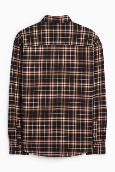 Men - Shirt - regular fit - kent collar - check - black