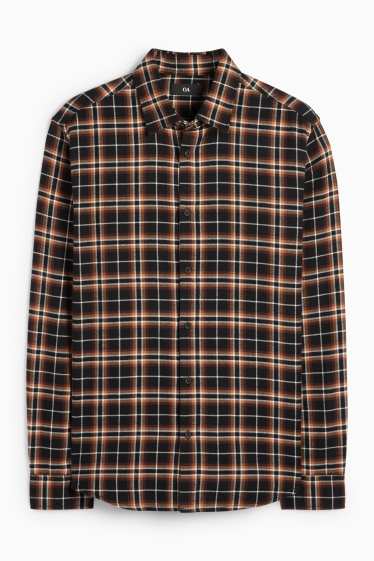 Men - Shirt - regular fit - kent collar - check - black