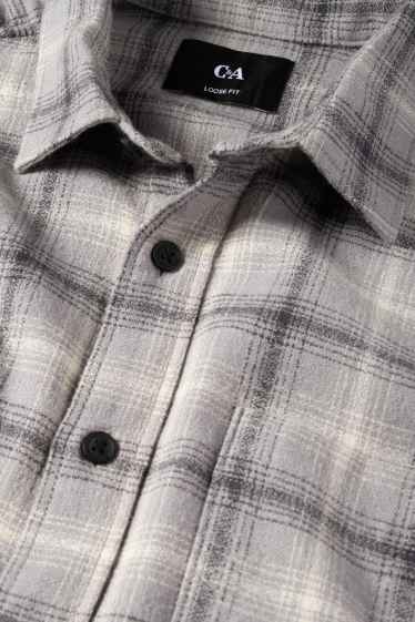 Men - Shirt - regular fit - kent collar - check - gray