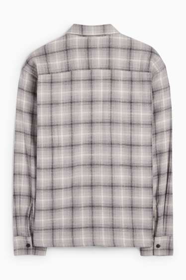 Men - Shirt - regular fit - kent collar - check - gray