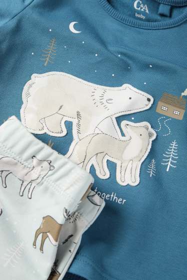 Baby Jungen - Wolf und Eisbär - Baby-Pyjama - 2 teilig - petrol