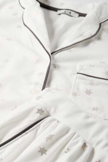 Dames - Set - pyjama en slaapmasker - 3-delig - met patroon - wit