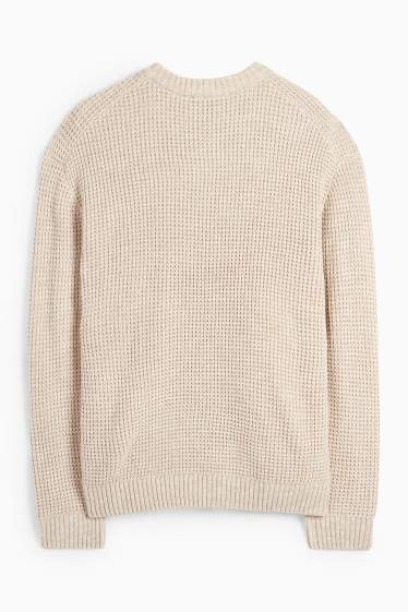 Men - Jumper - textured - beige