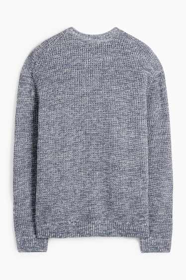Men - Jumper - textured - dark blue-melange