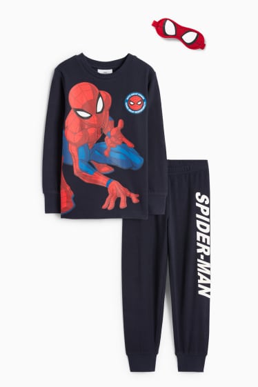 Děti - chlapci - Spider-Man - souprava - pyžamo a maska na spaní - 3dílná - tmavomodrá