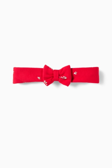 Baby Mädchen - Teddybär - Weihnachts-Baby-Outfit - plüschgefüttert - weiss / rot