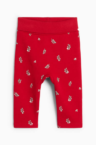 Baby Mädchen - Teddybär - Weihnachts-Baby-Outfit - plüschgefüttert - weiss / rot