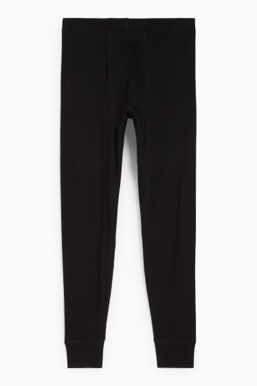 Herren - Lange Unterhose - gerippt - schwarz