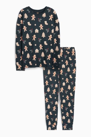 Damen - Mini Me - Damen-Weihnachts-Pyjama - gemustert - dunkelgrün