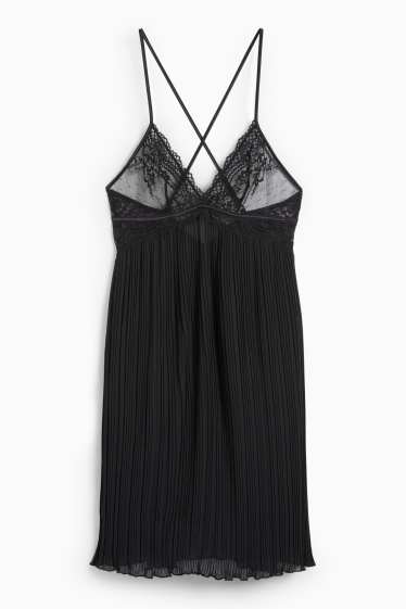 Donna - Camicia da notte plissé - nero