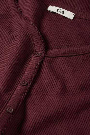 Damen - Pyjama - strukturiert - bordeaux