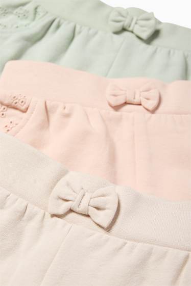 Bebés niñas - Pack de 3 - pantalones de deporte para bebé - bordado inglés - beige claro