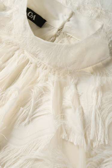 Women - Fringed blouse - cremewhite