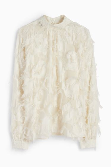 Women - Fringed blouse - cremewhite