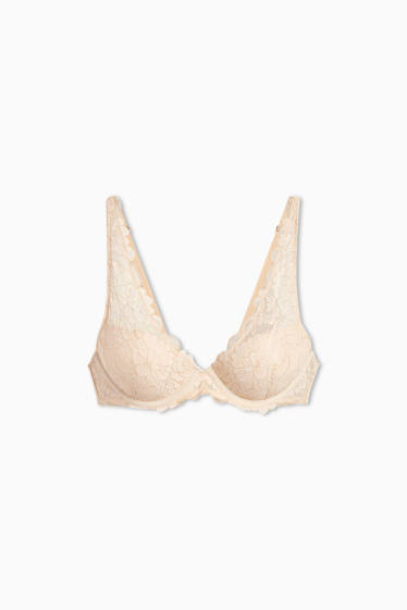 Femmes - Soutien-gorge avec armatures - PLUNGE - ampliforme - beige clair
