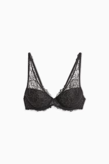 Femmes - Soutien-gorge avec armatures - PLUNGE - ampliforme - noir