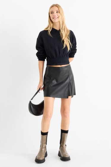 Mujer - Falda pantalón - polipiel - negro