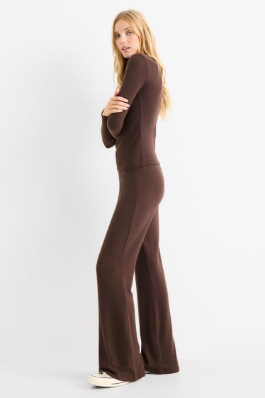 Femmes - Pantalon de jogging en maille - marron foncé