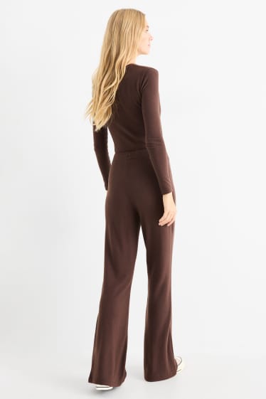 Femmes - Pantalon de jogging en maille - marron foncé