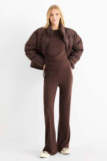 Femmes - Pantalon de jogging en maille - marron foncé