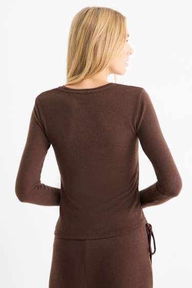 Donna - Maglia a maniche lunghe - slim fit - marrone scuro